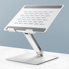 맥북대여 홈플래닛 고급형 알루미늄 노트북 거치대(쿨링홀 + 높이 각도 조절) 라이트 실버