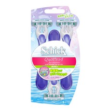 Schick 舒適牌 Quattro 4 舒柔仕女輕便刀, 敏感肌適用, 3入, 1包