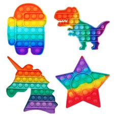 Luarmo 泡泡按壓玩具 4入組, AMONG US+恐龍+獨角獸+星星