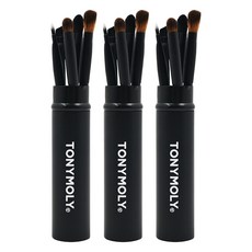 TONYMOLY 化妝刷具 Set 5件組，柔軟毛質，附收納小圓筒, 黑色, 3組