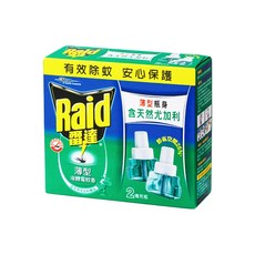 Raid 雷達 薄型液體電蚊香補充瓶 尤加利 2瓶 Set, 含天然尤加利精油, 82ml, 1盒