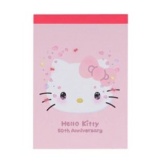 Hello Kitty 50週年迷你便條紙-粉嫩腮紅,可愛便攜，書寫流暢，正版授權, 100張, 1入