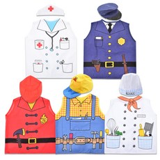 오즈토이 역할의상 유니폼 가운 5종세트 의사+요리사+경찰관+엔지니어+소방관, 혼합 색상