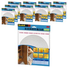 3M Scotch 氣密隔音防撞泡棉 室內用, 適用室外門窗 各類吸撞隔音用途 防止冷暖氣外洩 防蚊蟲 防風抗雨, 10個, 3.2 x 6.4 x 5150mm, 6601