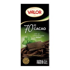 VALOR 70％薄荷黑巧克力片, 西班牙市佔率第一, 醇濃黑巧克力搭配薄荷清涼香氣, 100g, 1片