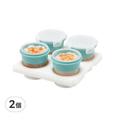 2angels 矽膠副食品儲存杯, 高品質柔軟耐用, 冰磚輕鬆取出, 適用於微波爐, 使用安心, 副食品分裝盒, 夏葉, 120ml, 2個