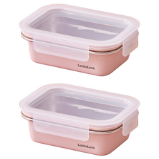 락앤락 컬러스텐코지 밀폐용기 미스티 로즈 400ml, 2개, 단품