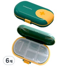 모노플리 휴대용 칸막이 슬라이드 미니 알약 케이스 그린, 12개