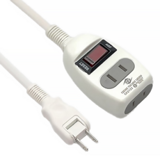 WeiTien 威電 15A 過載斷電電源線組 1開2座2孔, 1.2m 雙層被覆電源線 阻燃防火PC材質 180°轉向任意轉插頭, CK2122-04, 1個