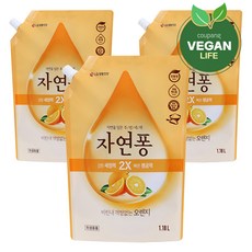 자연퐁 비린내 걱정없는오렌지 주방세제 리필, 3개, 1.18L