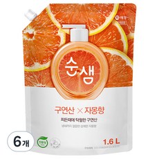 순샘 구연산 자몽 주방세제 리필, 1.6L, 6개