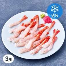 북방도화새우살 포장횟감 20미 (냉동), 3개, 80g(2L)