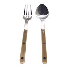 SABRE PARIS BISTROT 配餐用叉匙組, 不鏽鋼 壓克力材質, 法國產, 卡其色 亮面, 2346-014-0174 26cm, 1組