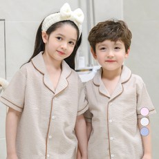 bonumam 兒童款Sweet Dream條紋泡泡紗睡衣上下套裝