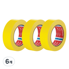 iQIHAN 칼라 마스킹 종이테이프 25mm x 15m, 옐로우, 6개