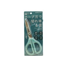 KOKUYO SAXA 空氣彈力剪刀, 拱型刀刃輕快裁切, 樹枝軸心降低摩擦力, 加寬握柄抓握舒適, 標準霧藍, 1支