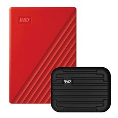 WD My Passport 휴대용 외장하드 + 파우치, 2TB, 레드