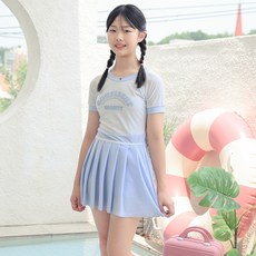 코코드림 여자 주니어 플리츠 미니 원피스 래쉬가드 수영복 1520