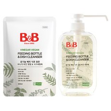 비앤비 젖병 식기세정제 리필형 500ml + 용기형 600ml, 1세트