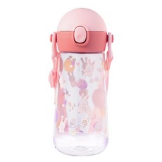 LiLFANT 兒童背帶彈蓋Tritan水瓶, 雪兔, 470ml, 1個