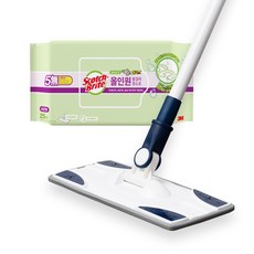 3M Scotch-Brite 百利 基本款平板拖把+基礎灰塵清潔濕拖巾25抽, 1組