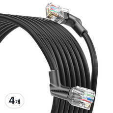 벤션 360도 회전 꺽임형 CAT6A OFC 코어 초고속 기가 랜선, 블랙, 4개, 1m
