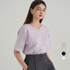 ELLE PARIS 베이직 브이넥 반팔 티셔츠