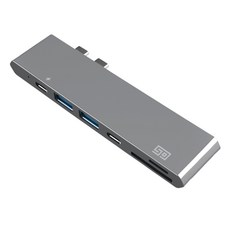 SO 애플 맥북 프로 USB C 타입 HDMI 젠더 카드리더기 멀티 충전 허브 DH2, 스페이스그레이