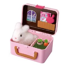 MIMI WORLD 我的秘密小兔 電動玩偶, 玩偶小兔兔 附便攜式小屋, 1盒, 粉紅色