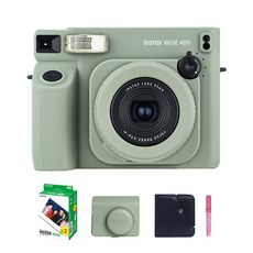 Instax寬版拍立得400+寬版底片 2入+專用皮革保護殼 綠色+寬版相冊 隨機出貨+Mipen隨機出貨組, 1組, 寬 400