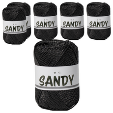 yarna 샌디 뜨개실 50g, 7 블랙, 6개 7 블랙, 6개