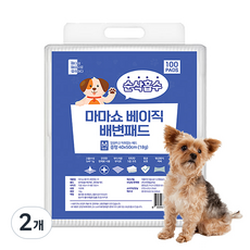 마마쇼 베이직 배변유도제 함유 배변패드, 2개, 100개입 - 마마쇼암컷애견기저귀100매강아지기저귀미니견2단계