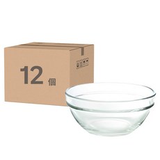 Ocean STACK 沙拉碗 Set 6, 亞洲最大玻璃器皿品牌，弧度造型可推疊，方便收納, 單色, 12個
