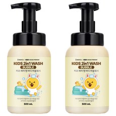 베비언스 카카오 무지 키즈 헤어 앤 바디 버블 워시 올인원클렌저, 500ml, 2개 500ml, 2개