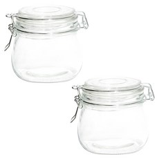 키볼리 원형 밀폐 클립 유리병, 500ml, 2개 2개, 500ml
