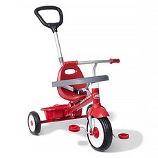 Radio Flyer 紅犀牛四合一折疊三輪推車，兒童三輪車，9個月至5歲適用，配備UV遮陽罩、置杯架、前後置物袋, 小鹿角, 1台