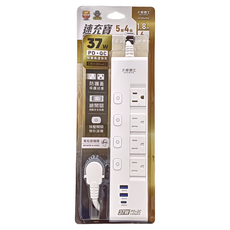 MAX STAR 太星電工 速充寶 PD37W 快充滑蓋電腦線 3P 5開4插 1.8M/6尺, MAX-37W406, 1個
