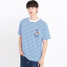 WHOLEHAUSS 디즈니 스몰 미키 스트라이프 통기성 반팔 티셔츠