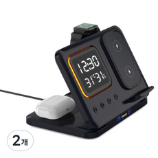 퓨전에프엔씨 아이노트 WC100F 5in1 무선 충전기, BLACK, 2개