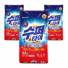 수퍼타이 진드기 분말 효소 세탁세제 리필, 5.5kg, 3개