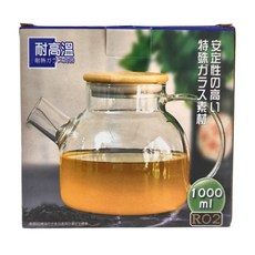 日安工坊 竹蓋胖胖壺, 耐熱玻璃, 1000ml, R02, 1L, 1個