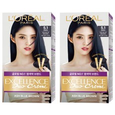 로레알파리 엑셀랑스 듀오 크림 염색제, 5.1호 애쉬 블루 브라운, 2개