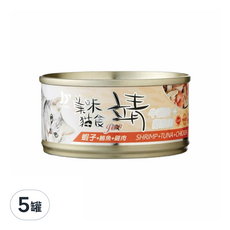 靖 貓罐, 鮪魚 + 雞肉 + 蝦子, 80g, 5罐