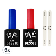 BESSIE 基礎底層凝膠 Set, 含基礎底層凝膠 11ml*1 瓶+表層保護凝膠 11ml*1 瓶+薄型指甲銼條*2, 基礎底層凝膠11ml*1瓶+表層保護凝膠11ml*1瓶+指甲銼條*2支, 6組