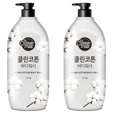 샤워메이트 내추럴 클린코튼 바디워시 목화솜향, 1.2kg, 2개