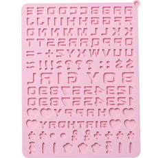 이홈베이킹 알파벳 숫자 기호 모형 실리콘몰드 128구, 핑크, 1개