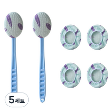 정상아이앤 핸들 목욕 바디브러쉬 셀프 때밀이 봉 2p + 리필 4p 세트, 블루, 5세트