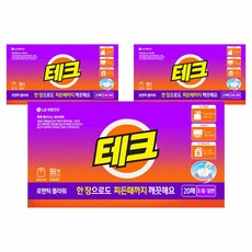 테크 간편 시트세제 일반드럼 겸용 로맨틱 플라워향, 20매입, 3개