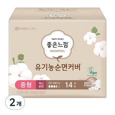 좋은느낌 유기농순면커버 맥시슬림 생리대 날개형, 중형, 14개입, 2개