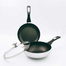핀일로 통3중 스텐코팅 소프트블랙 프라이팬 2종 세트, 지름 240mm, 3개